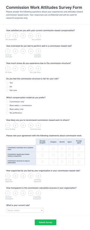 Commission Work Attitudes Survey Form Template