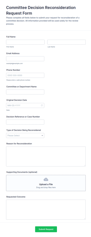Committee Decision Reconsideration Request Form Template
