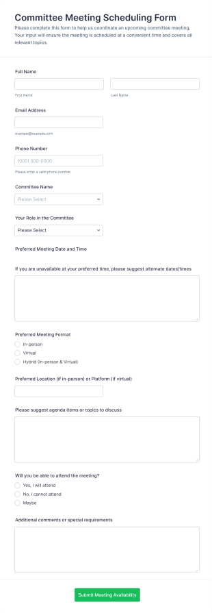Committee Meeting Scheduling Form Template