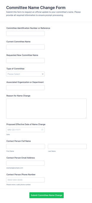 Committee Name Change Form Template