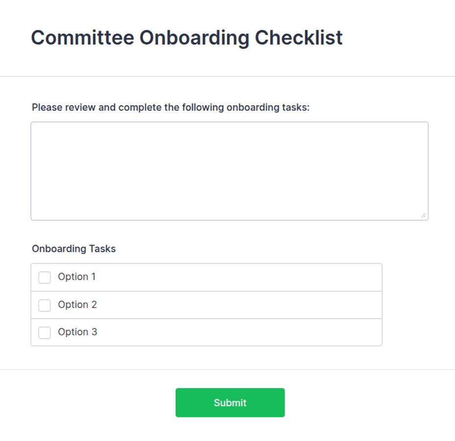 Committee Onboarding Checklist Form Template | Jotform