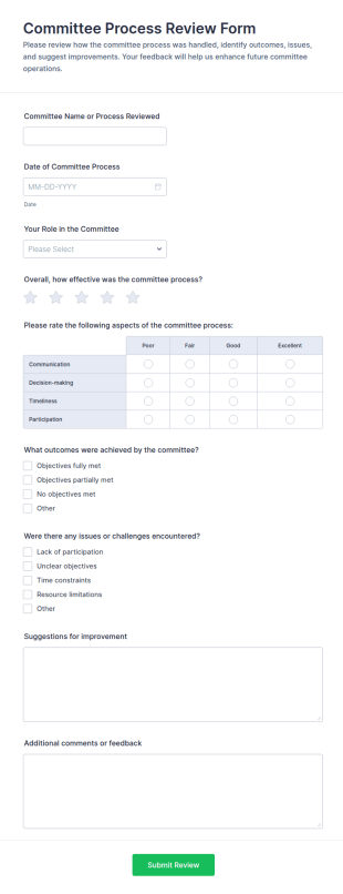 Committee Process Review Form Template