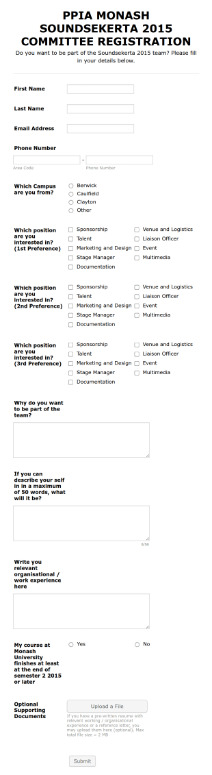 Committee Registration Form Template