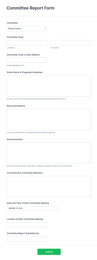 Committee Report Form Template