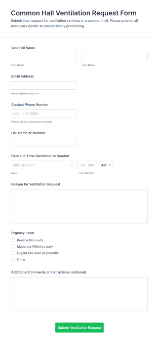 Common Hall Ventilation Request Form Template