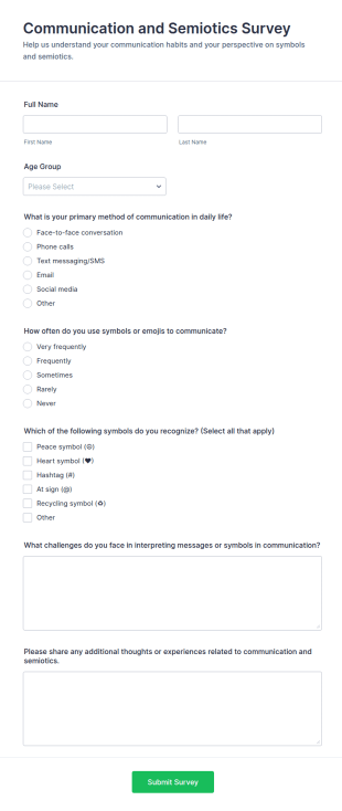 Communication And Semiotics Survey Form Template