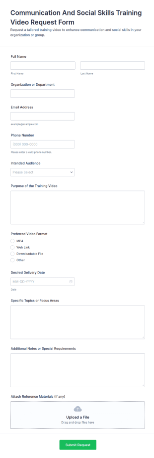 Communication And Social Skills Training Video Request Form Template