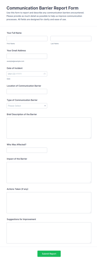 Communication Barrier Report Form Template