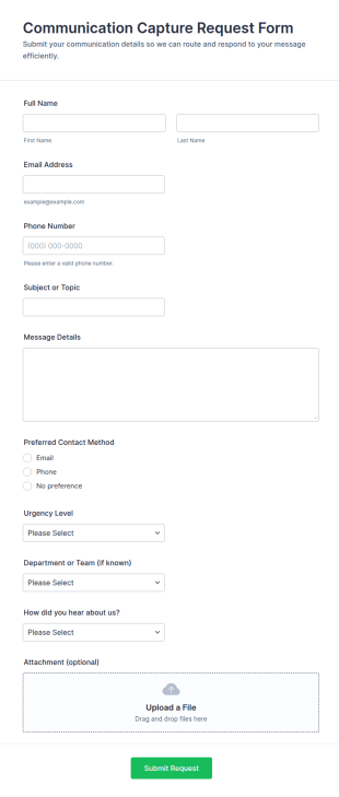 Communication Capture Request Form Template