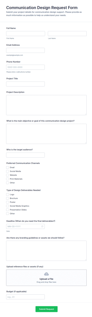 Communication Design Request Form Template