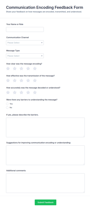 Communication Encoding Feedback Form Template