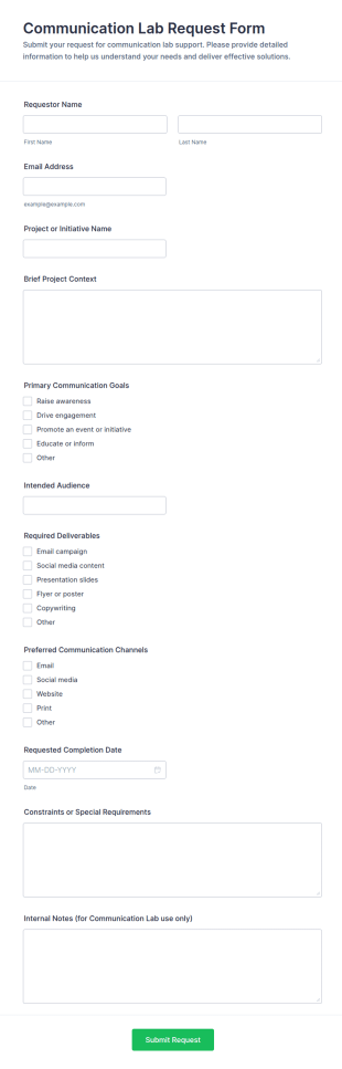 Communication Lab Request Form Template