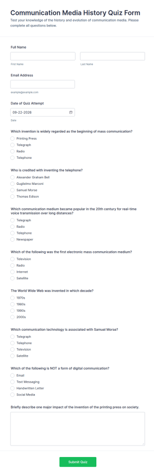 Communication Media History Quiz Form Template