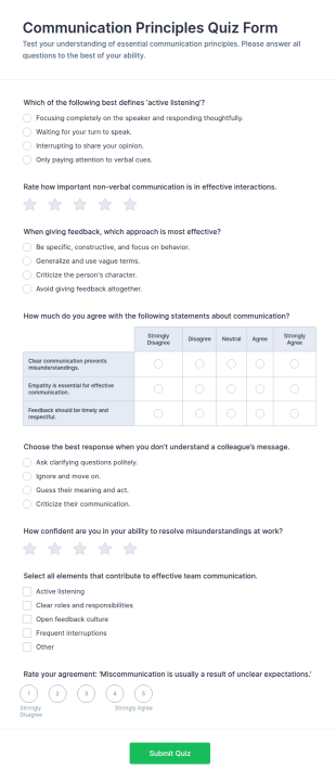 Communication Principles Quiz Form Template