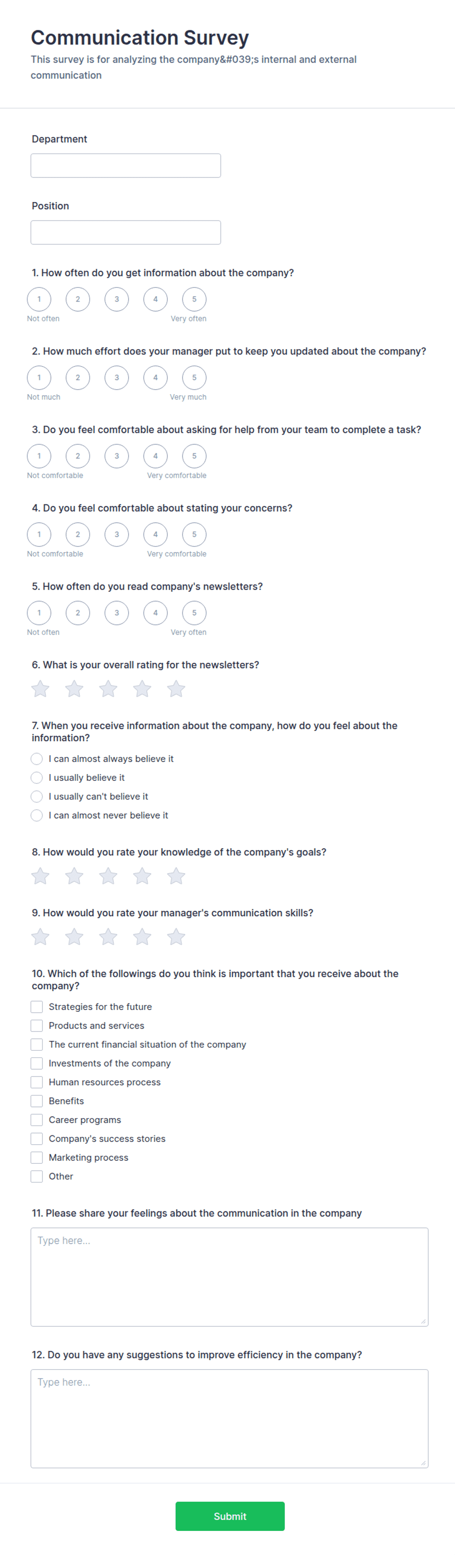 Communication Survey Form Template | Jotform