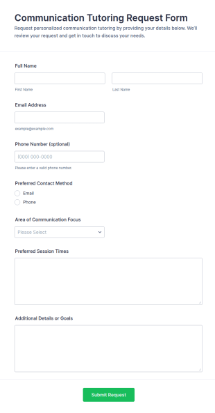 Communication Tutoring Request Form Template