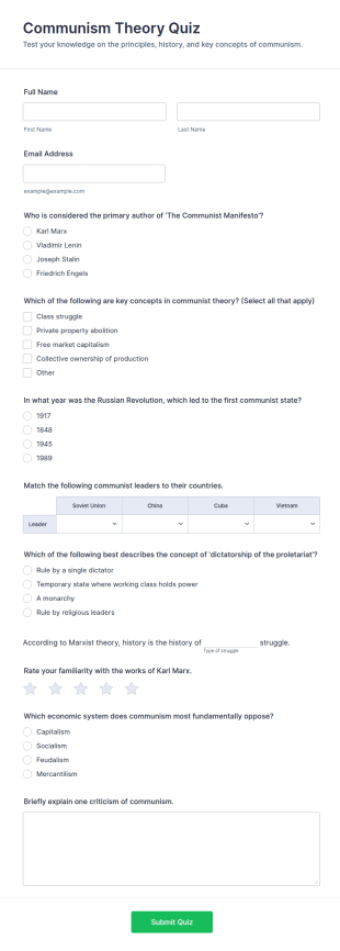 Communism Theory Quiz Form Template