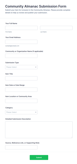 Community Almanac Submission Form Template