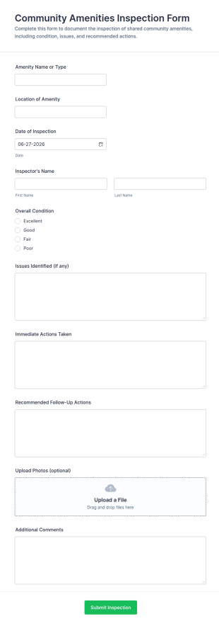 Community Amenities Inspection Form Template