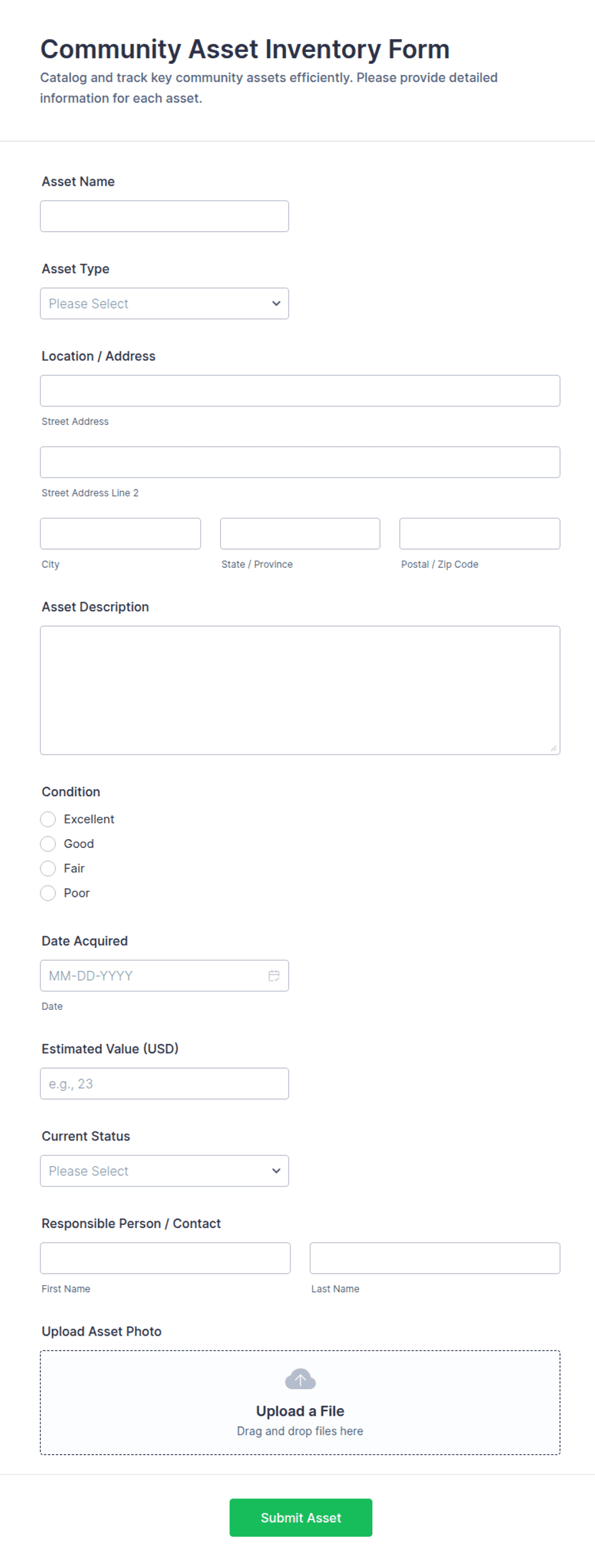 Community Asset Inventory Form Template | Jotform