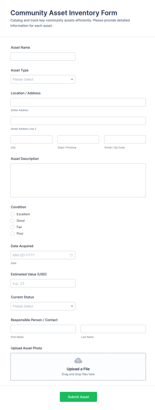 Community Asset Inventory Form Template