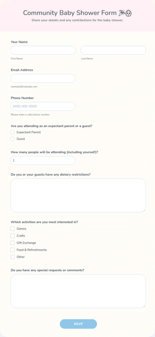 Community Baby Shower Form Form Template
