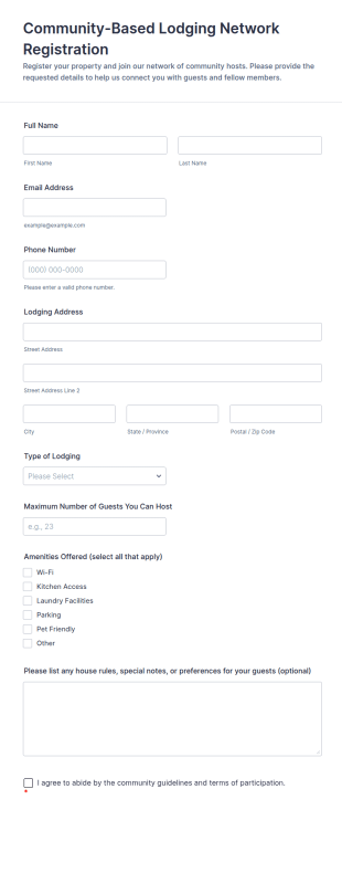 Community Based Lodging Network Registration Form Template