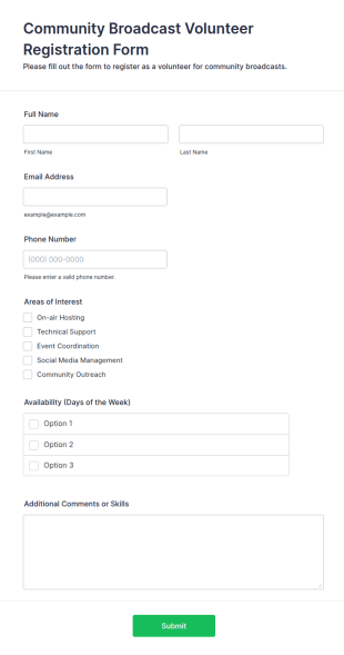 Community Broadcast Volunteer Registration Form Template