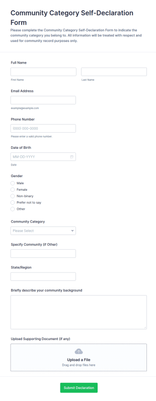 Community Category Self Declaration Form Template