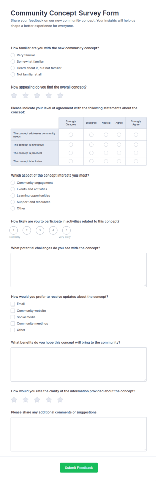 Community Concept Survey Form Template