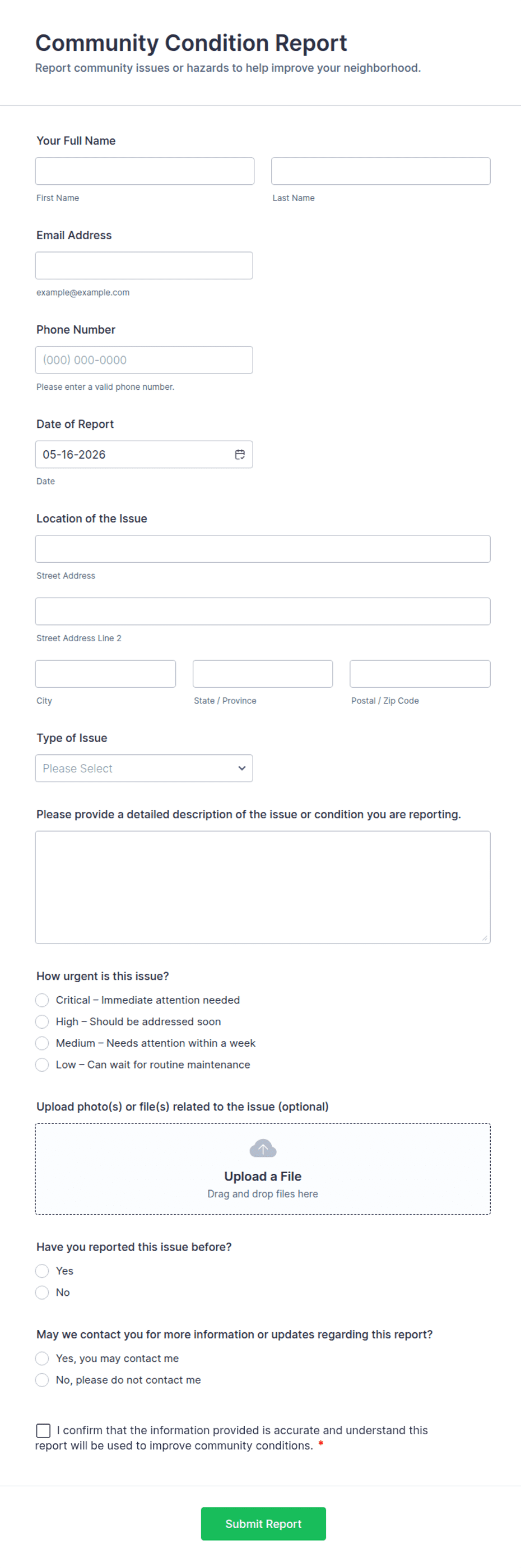 Condition Report Ui Community Condition Report Form Template | Jotform