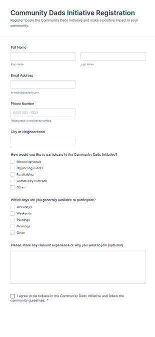 Community Dads Initiative Registration Form Template