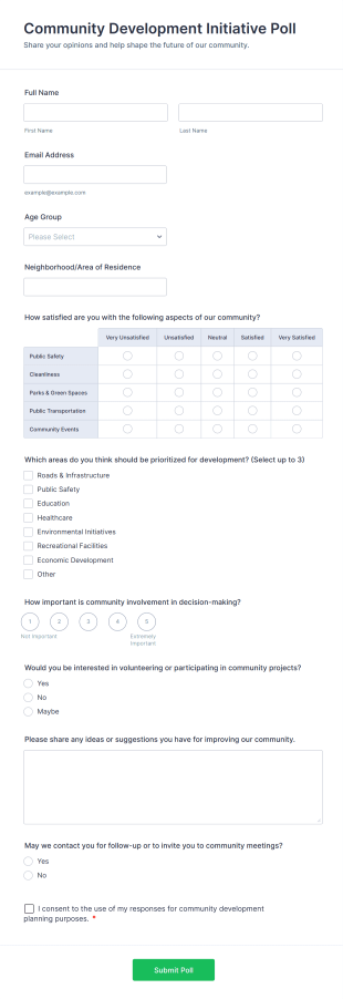 Community Development Initiative Poll Form Template