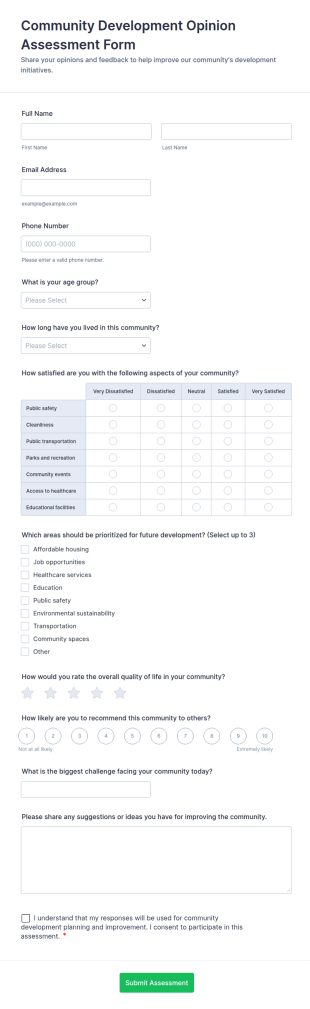 Community Development Opinion Assessment Form Template