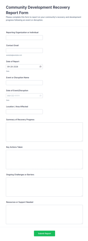 Community Development Recovery Report Form Template