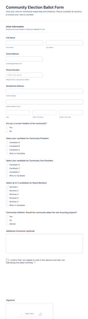 Community Election Ballot Form Template