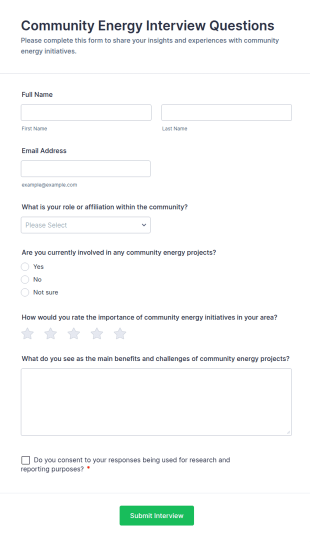 Community Energy Interview Questions Form Template