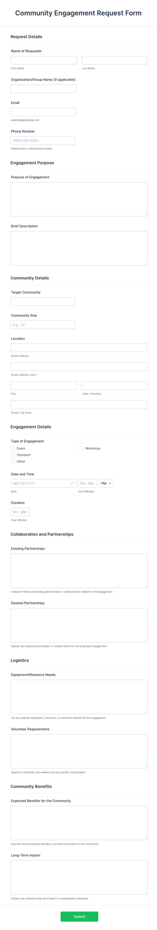Community Engagement Request Form Template