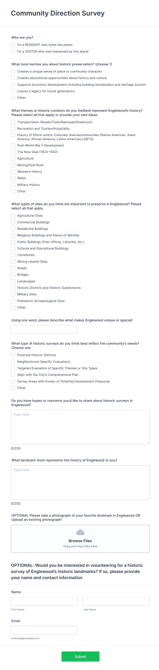 Community Engagement Survey Form Template