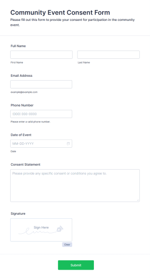 Community Event Consent Form Template