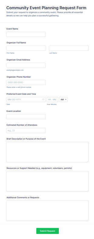 Community Event Planning Request Form Template