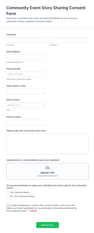 Community Event Story Sharing Consent Form Template