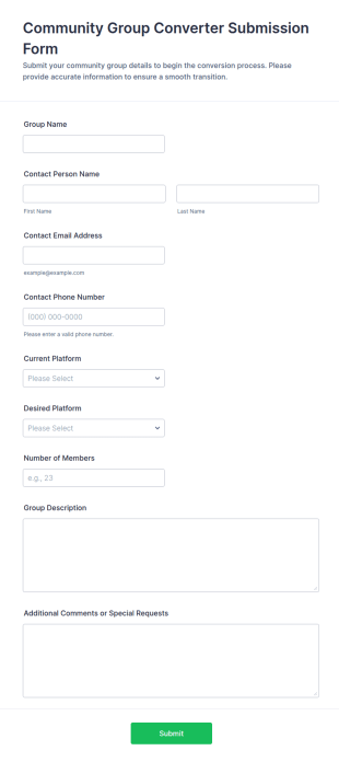 Community Group Converter Submission Form Template