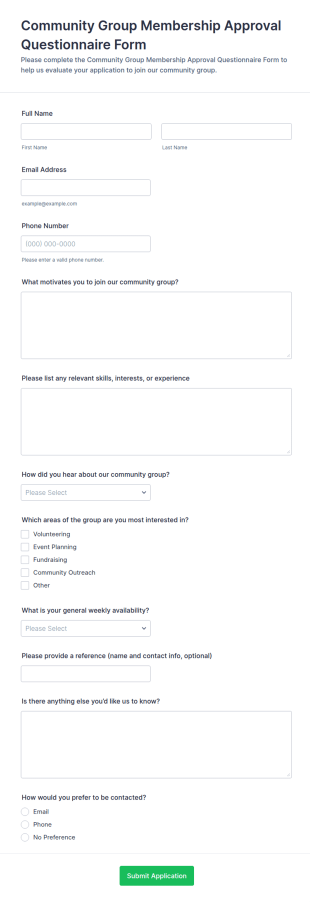 Community Group Membership Approval Form Template