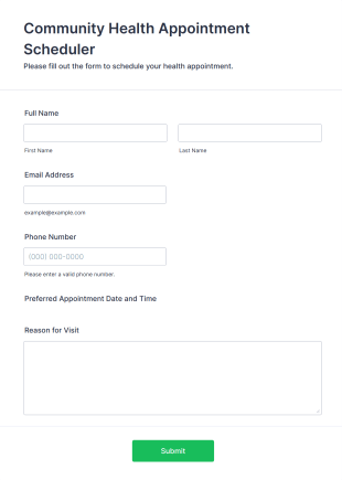 Community Health Appointment Scheduler Form Template