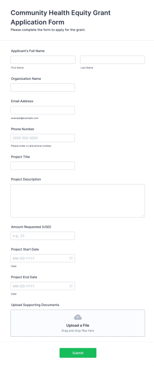 Community Health Equity Grant Application Form Form Template