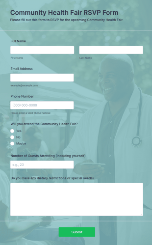 Community Health Fair RSVP Form Template