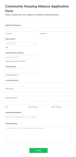 Community Housing Alliance Application Form Template