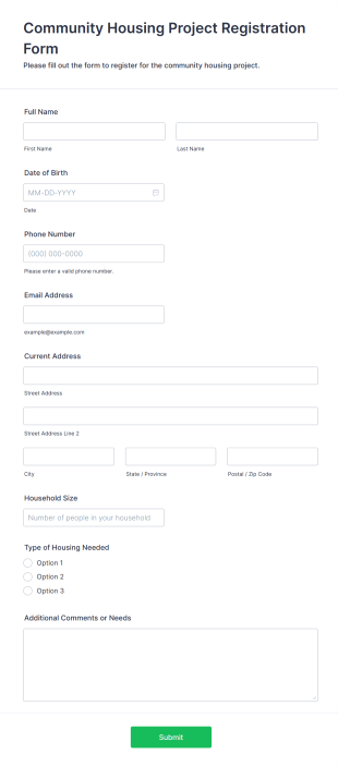 Community Housing Project Registration Form Template