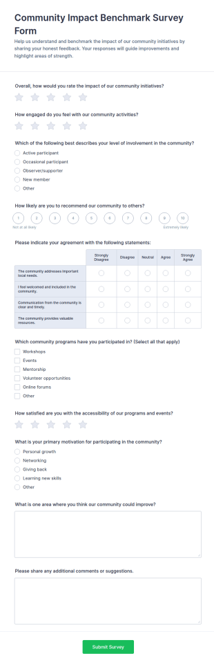 Community Impact Benchmark Survey Form Template